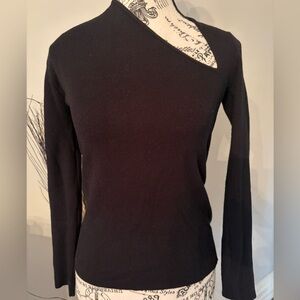 OAK + FORT Black Asymmetric Neck  Sweater